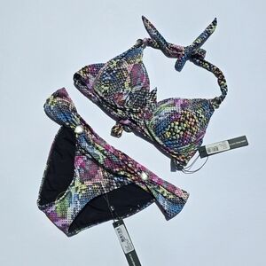 Despi Colorful Snake Print Bikini Set S/S NWT